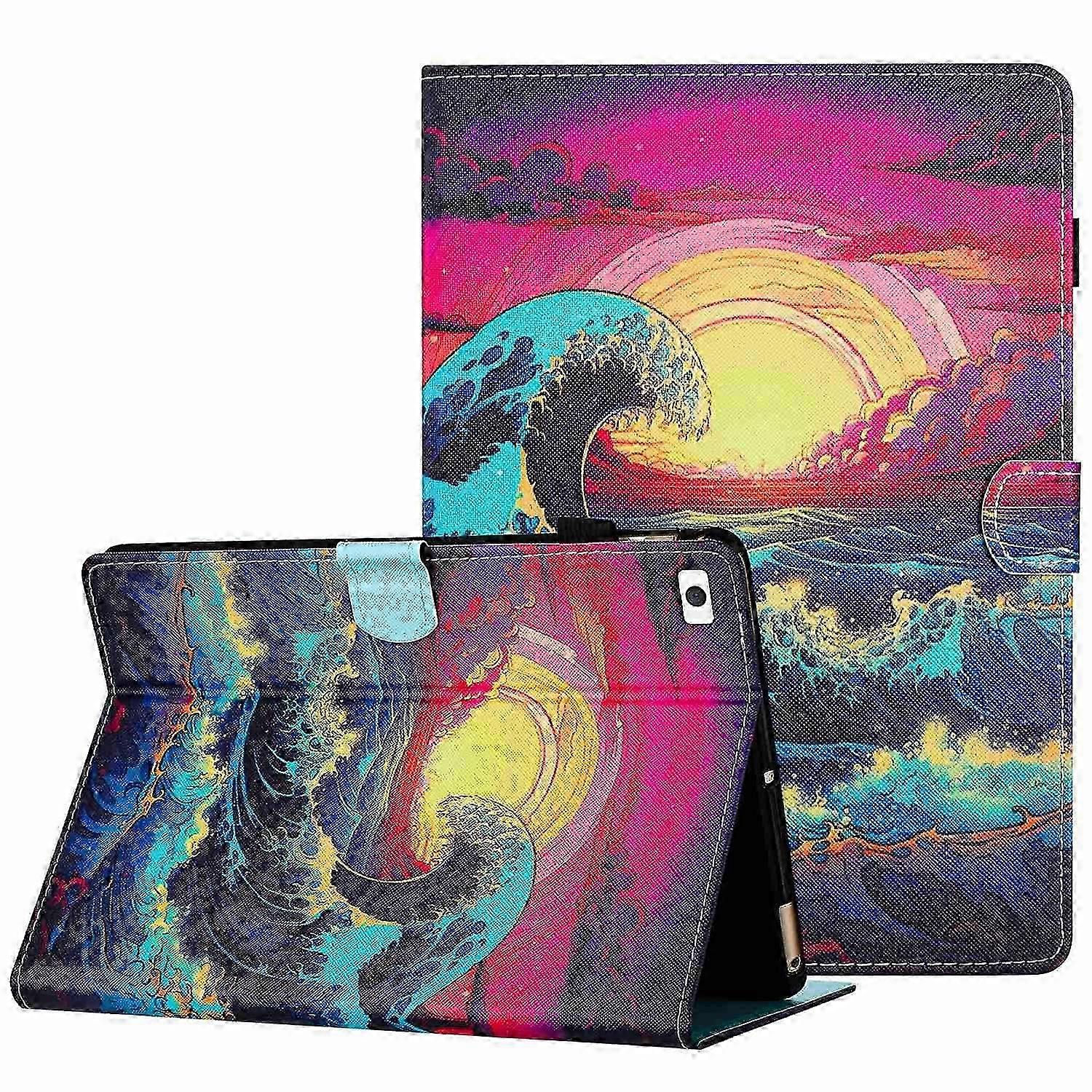 25-26 Painted Pattern Stitching Smart Leather Tablet Case