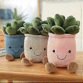 2025 Lifelike Cactus Flowers Plush Stuffed Toys Creative Potted Flowers Plush Soft Bookshelf Decor Plant Doll Pillow Girls Gift 3pcs Set