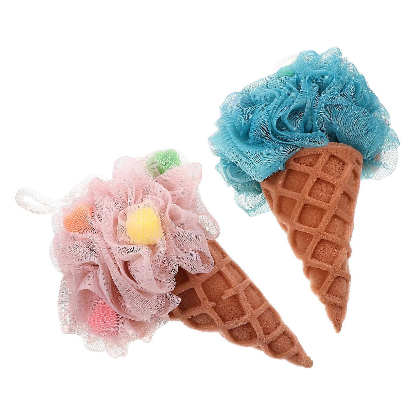 Bath Loofah and Shower Sponge 2 Pack with DualTexture Exfoliation and Handle for Deep Cleansing