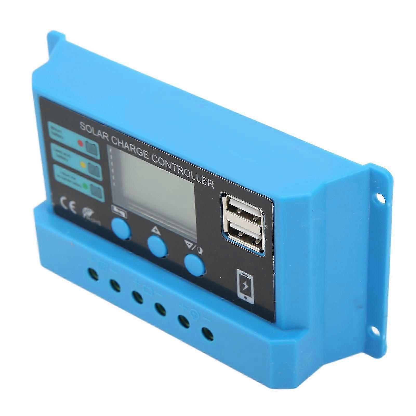 30A 12V 24V Solar Charge Controller LCD Display Blue with USB
