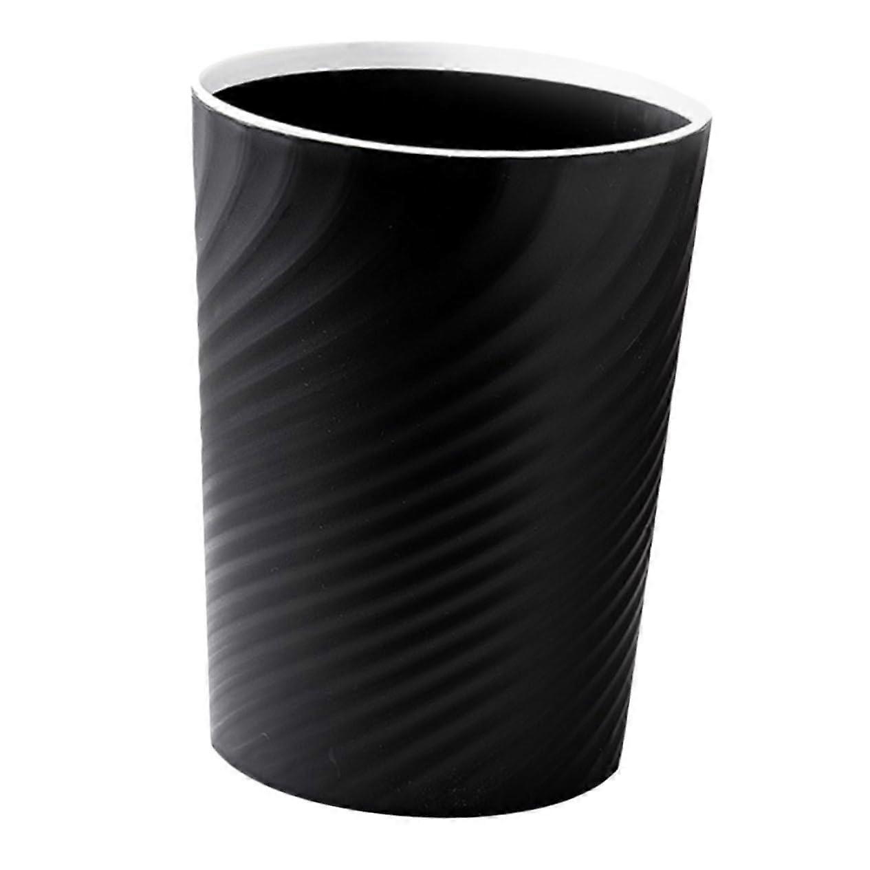 Modern Plastic Small Black Trash Can with Bag Retention for Bathroom Kitchen and Office
