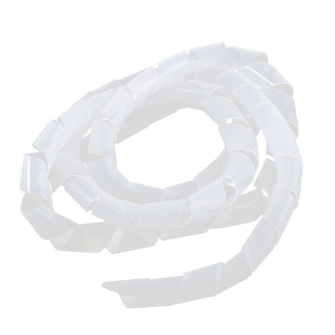 Cable Management Sleeve White 20mm 1.5m Flexible Wire Spiral Wrap for Cable Clutter Reduction