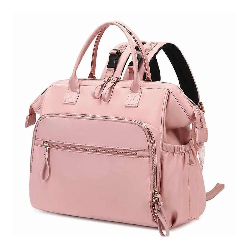 Large Pink Diaper Bag Tote with Changing Pad and Pacifier Case, Spacious MultiPocket Travel Bag