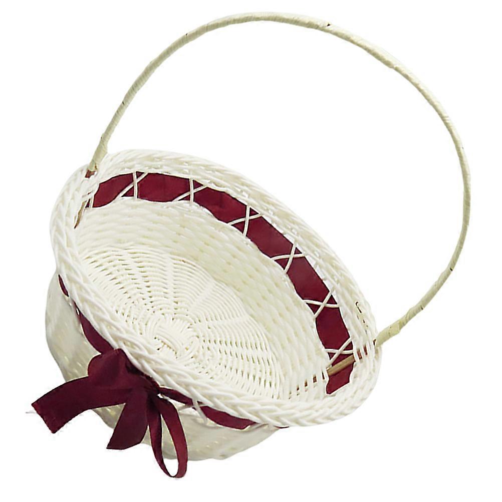 Flower Basket Hand-Woven Basket with Handle for Wedding Rustic Elegant