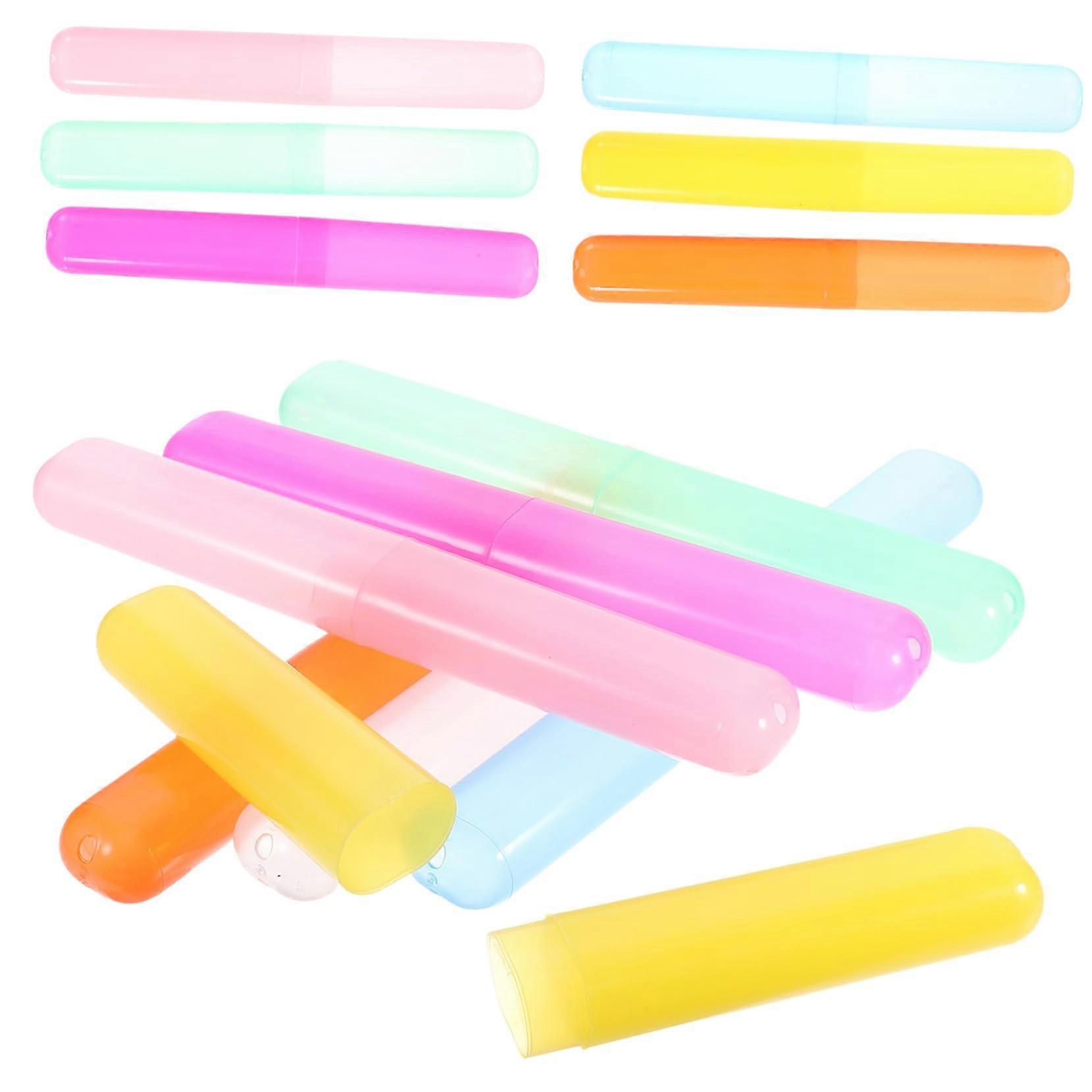 14pcs Travel Toothbrush and Toothpaste Holder Set, Durable Plastic Case with Snap Closure