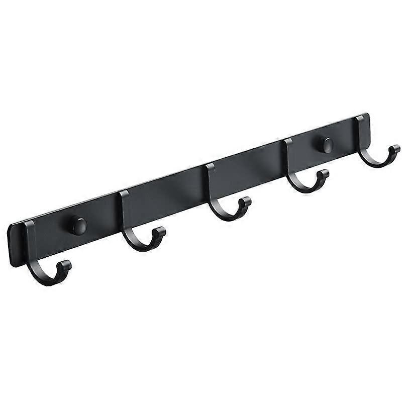 Black Wall Mounted Coat Rack with 5 Hooks, Modern SpaceSaving Wall Hooks for Entryway or Bathroom