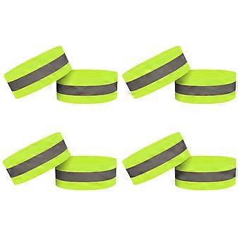 Reflecterende armbanden voor hardlopen, 8-pack reflecterende banden met hoge zichtbaarheid, verstelbare elastische veiligheidsbanden voor fietsen, joggen en andere buitensporten in het donker.