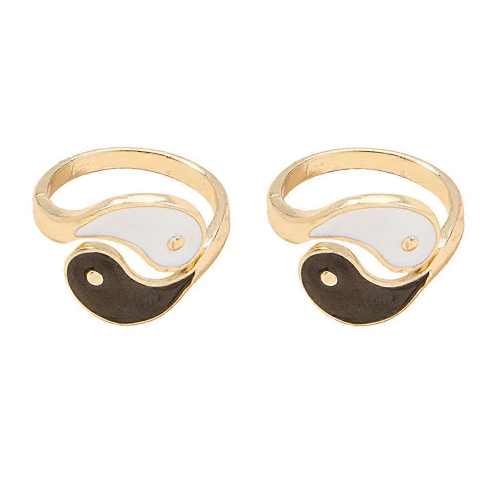 2pcs Creative Yin Yang Trigrams Finger Ring Alloy Ring Opening Adjustable Ring