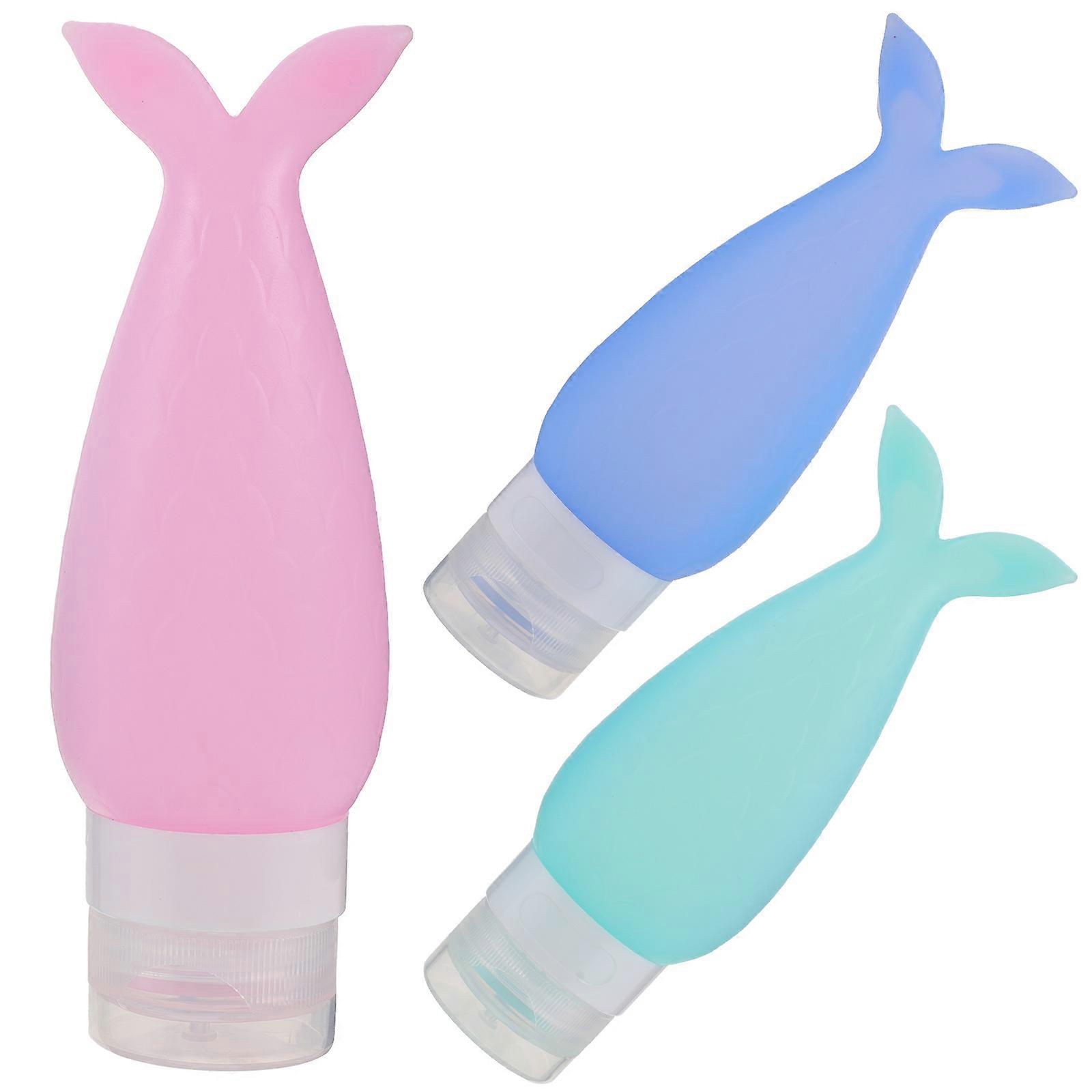 Lotion Containers Fishtail Shape for Storage Use 3Pcs Silicone Bottles
