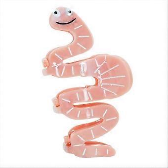 Smile Face Pink Worm Hair Claw Clip per donne e ragazze