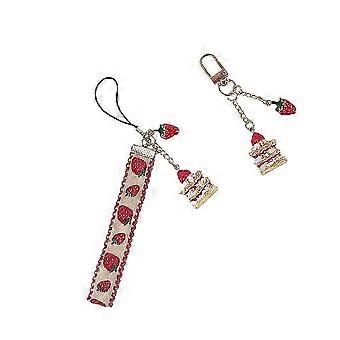 2 Pcs Creative Strawberry Keychains for Bag Car Key Decor