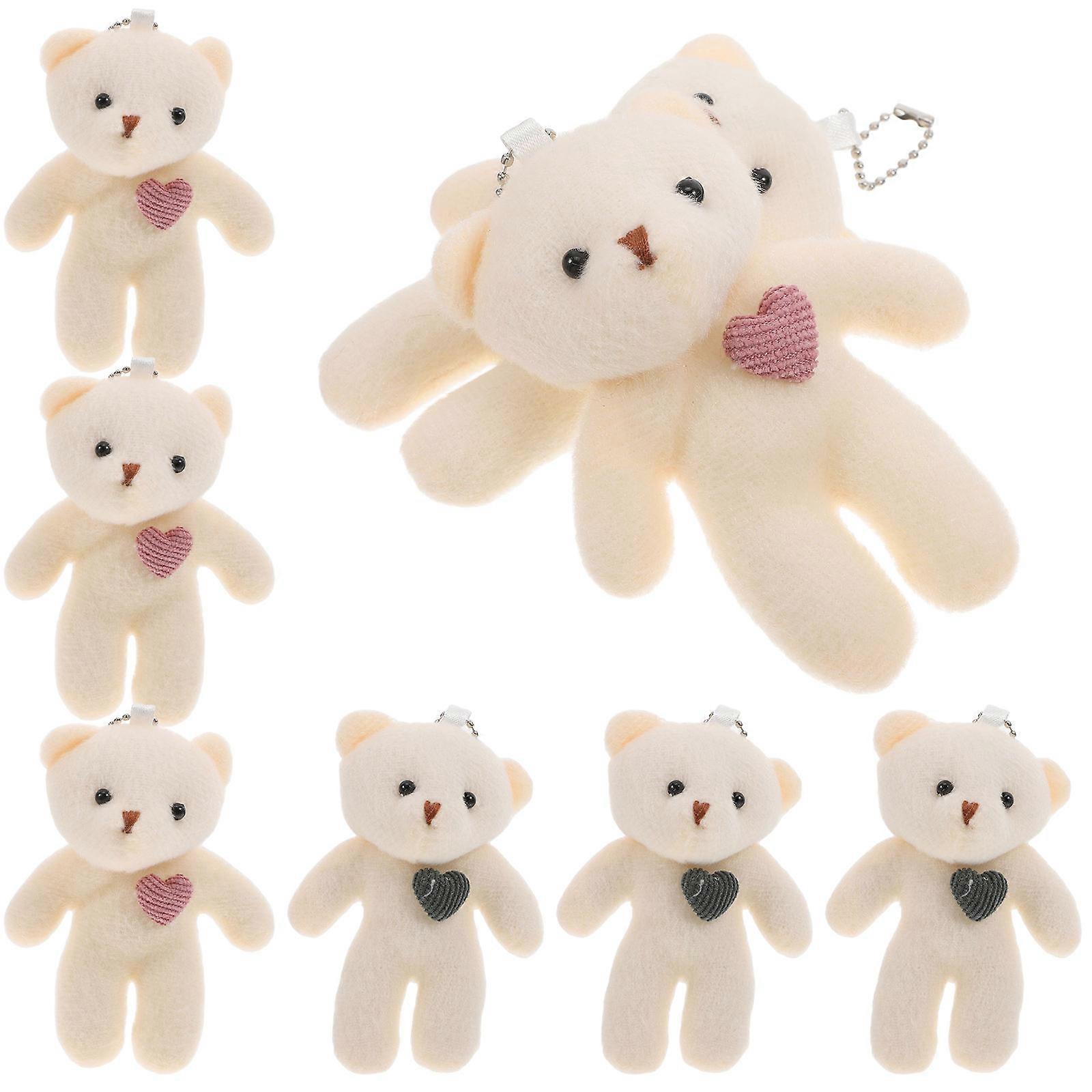 Tiny Bear Plush Keychain Soft Toy for Decor 8Pcs Mini Set