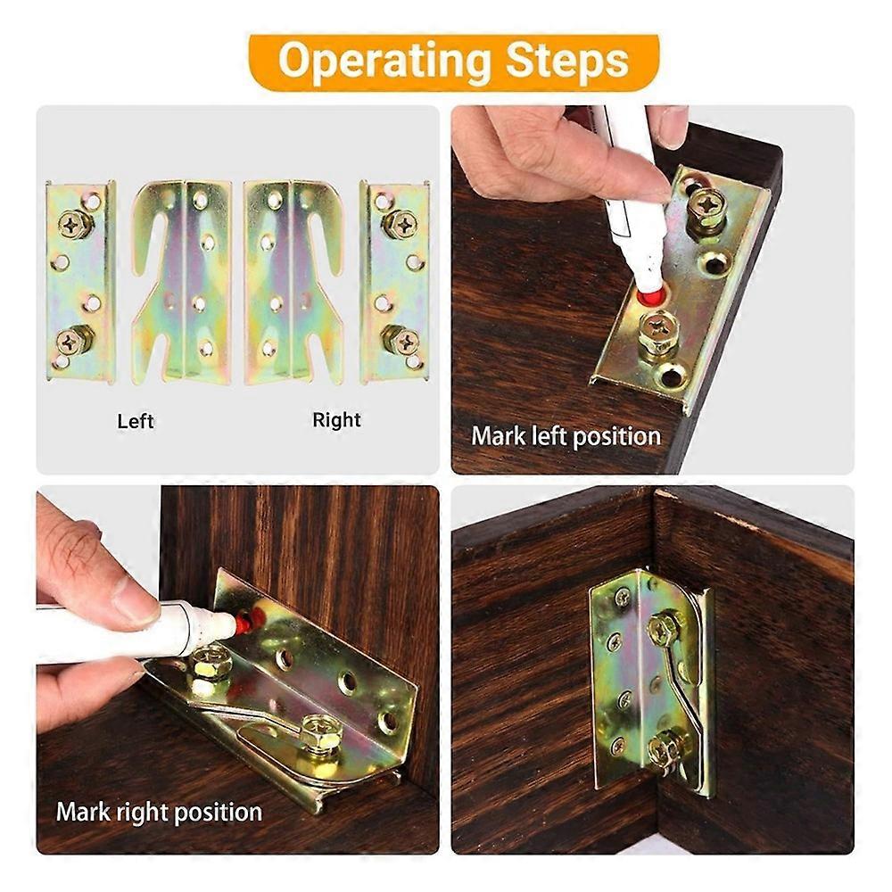 4 Pcs Bed Rail Brackets with 32 Pcs Srews, Bed Frame Brackets, Rust Proof Bed Frame Hardware for Headboards