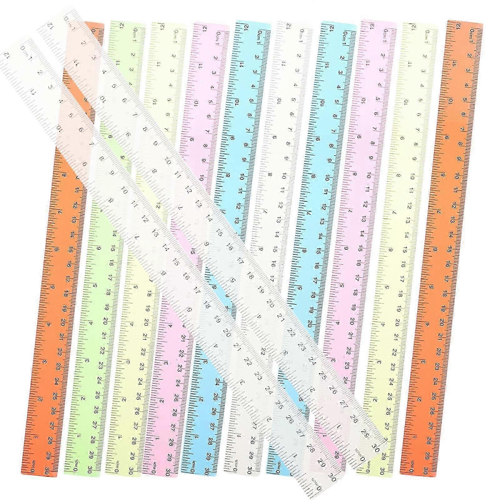 Colored Plastic Measuring Rulers | 12Pcs Set for Learning
