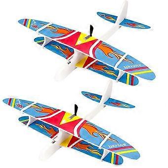2stk Børn DIY genopladelig elektrisk håndkast flyvende svævefly Saml kampfly model fly udendørs spil legetøj Børn (tilfældig type)