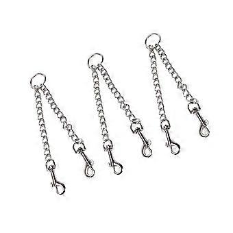 3Pcs Dog Leash Two Way Dog Walking Lead Leash Double-End Hauling Cable Iron Chain Pulling Rope Silver