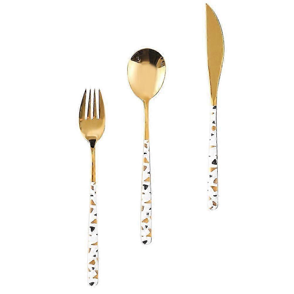 Practical Stainless Steel Spoon Fork Tableware Kit for Home Use 3Pcs
