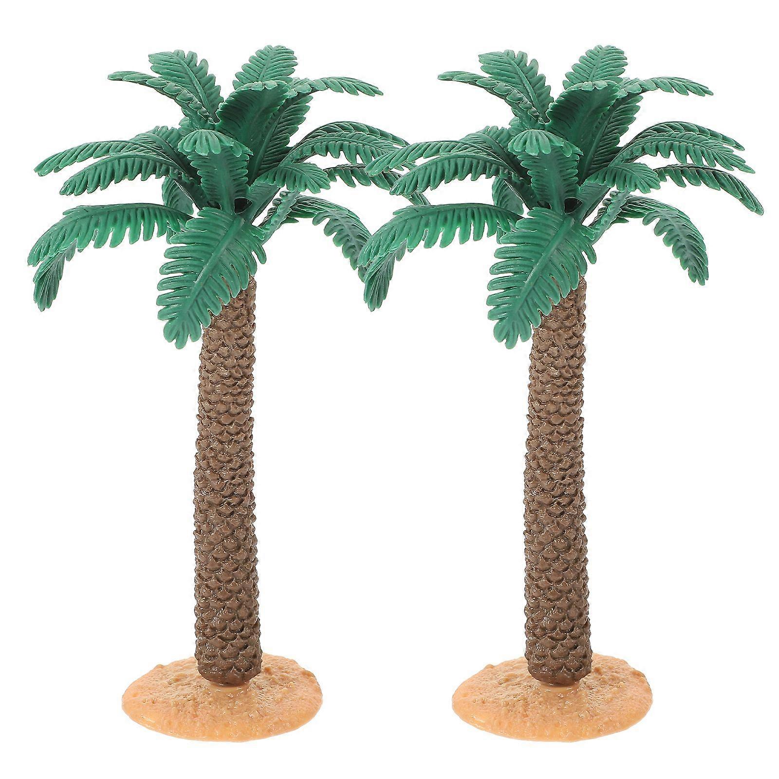 2Pcs Plastic Palm Tree Micro Landscape Palm Trees Model Simulation Plant Model