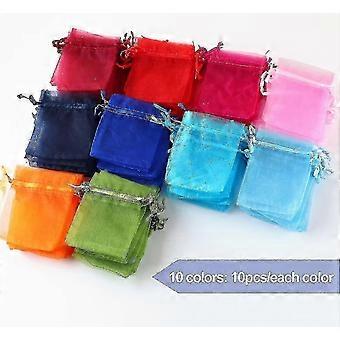 Organza Bags 100x Organza Bags 10-colorido Jewelry Bags Organza Bags Wedding Gift Giveaway Multi-colorido Marrying Party 8 * 10cm Tw