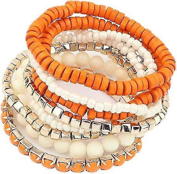 Bohemian Beads Cube Multi Strand Stretch Stackable Bangle Bracelet Set (bl003172) Heilwiy Gift