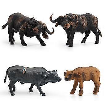 4Pcs African Buffalo Figurines Set, Realistic PVC Water Buffalo Figures  Includes Attacking Bull, Calf & Adult Buffalo  Educational Animal Toys for Ki