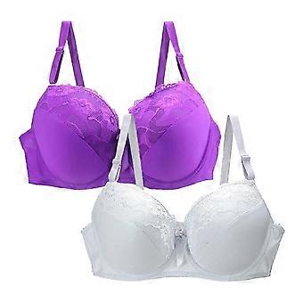 Damen-Push-up-BH mit Spitze, vollständiger Abdeckung, weich gepolstert, mit Bügel, Übergröße, Alltags-BH, Blau, 95C