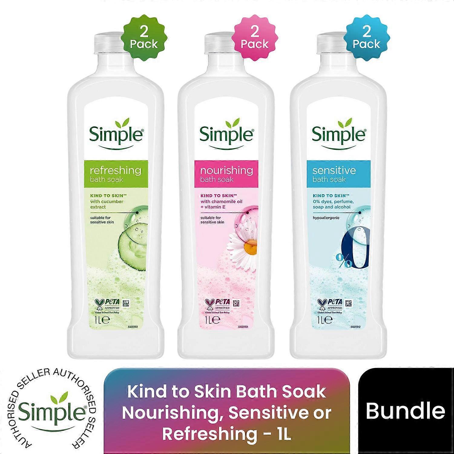 Simple Bath Soak Bundle Nourishing Sensitive Refreshing 2 Pack Each