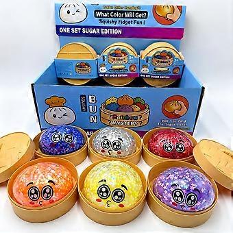 Random Color 1pcs Squishy Toys Mini Steamer Cage Glitter Bun Fidget Toy, Soft Slow Rebound Student Office Relax Play Toy
