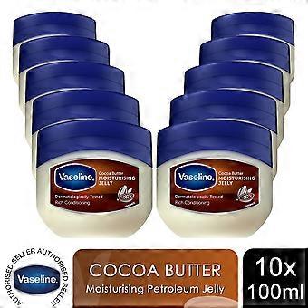 Vaseline Moisturizing Petroleum Jelly, Cocoa Butter Dry Skin Care 100ml, 10pk