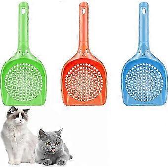 2026KJ-3 Pack Cat Litter Scooper with Comfortable Rubber, Long Handle for Pets and Kittens