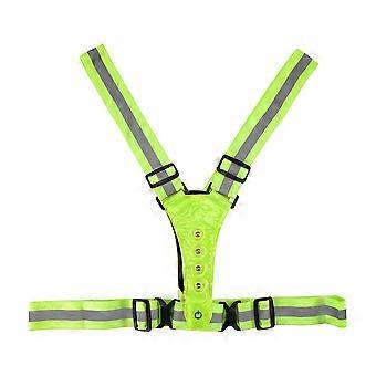 Gilet réfléchissant ajustable, haute visibilité, gilet de sécurité avec 8 LED, haute visibilité compatible avec la course à pied (vert).
