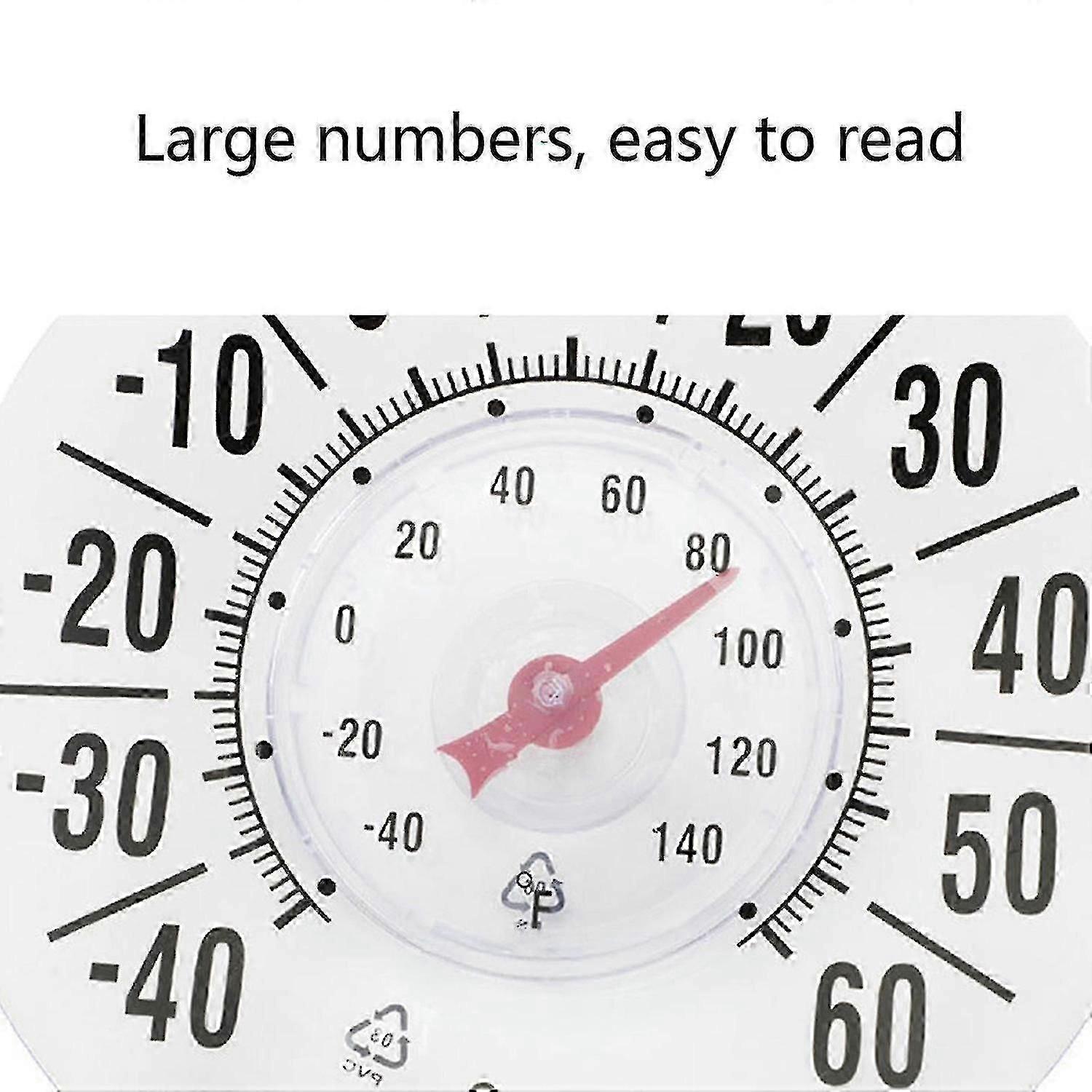 Window Thermometer Temperature Indoor/outdoor Dial Round Suction On Windows