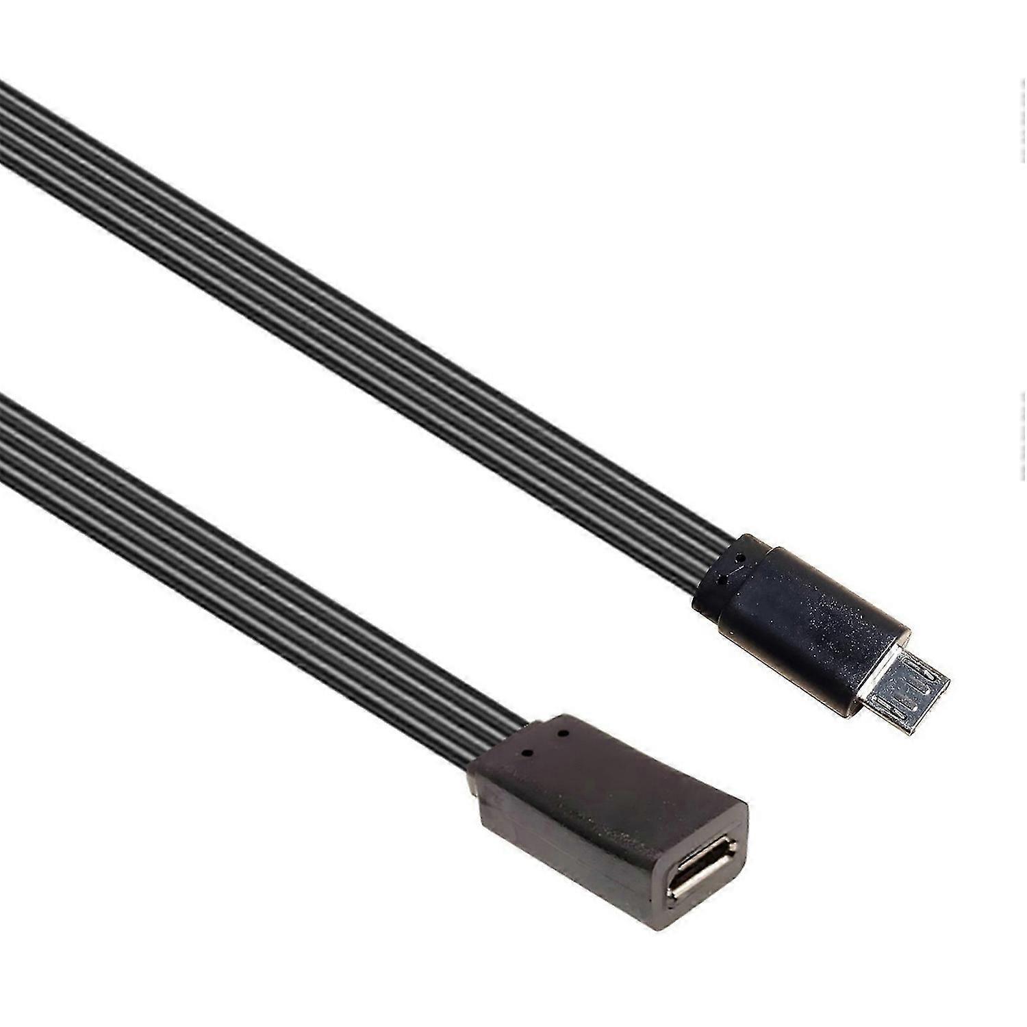 Flat Braid Microed USB Extension Cable With Angled Connectors Multiple Length For Electronics Charging Cord Multicolor
