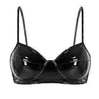 Womens Lingerie Buikdans BH Top Mode Wetlook Faux Leer Wire-free No Pad Bh Top Voor Raves Dances Clubwear Kostuums
