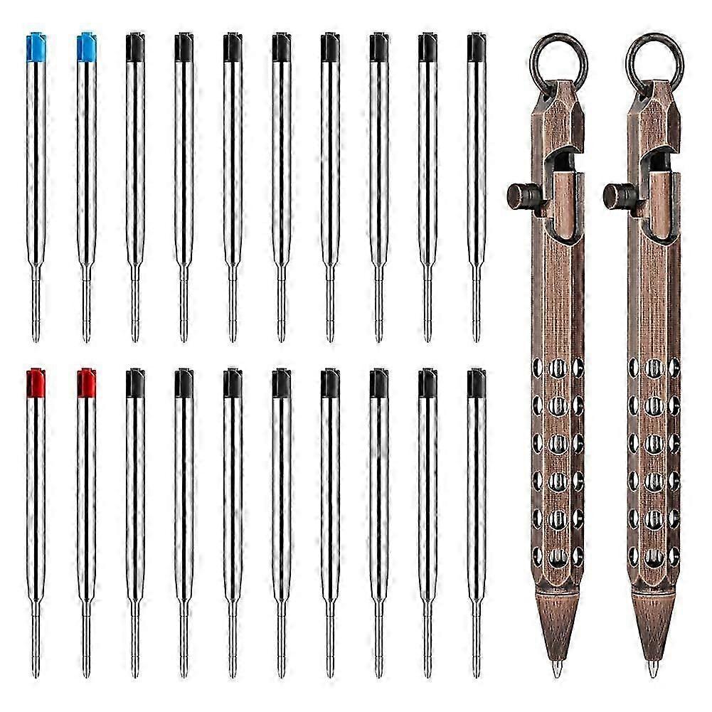 2Pack Bolt Action Pen Set, Hexagonal Solid Brass Pocket Pen E