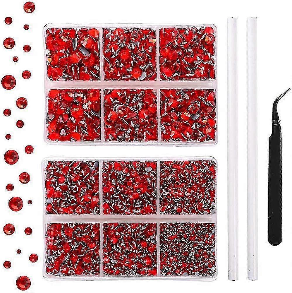 5040Pcs Mixed Size Red Flatback Rhinestones