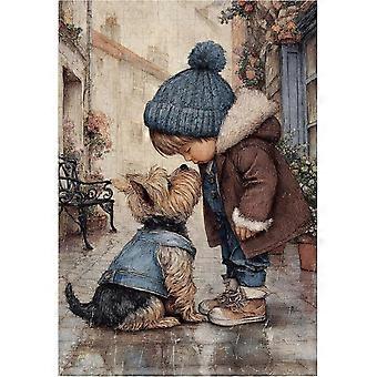 Puzzle for Adults Little Boy Kissing Puppy Puzzles SQZ1534