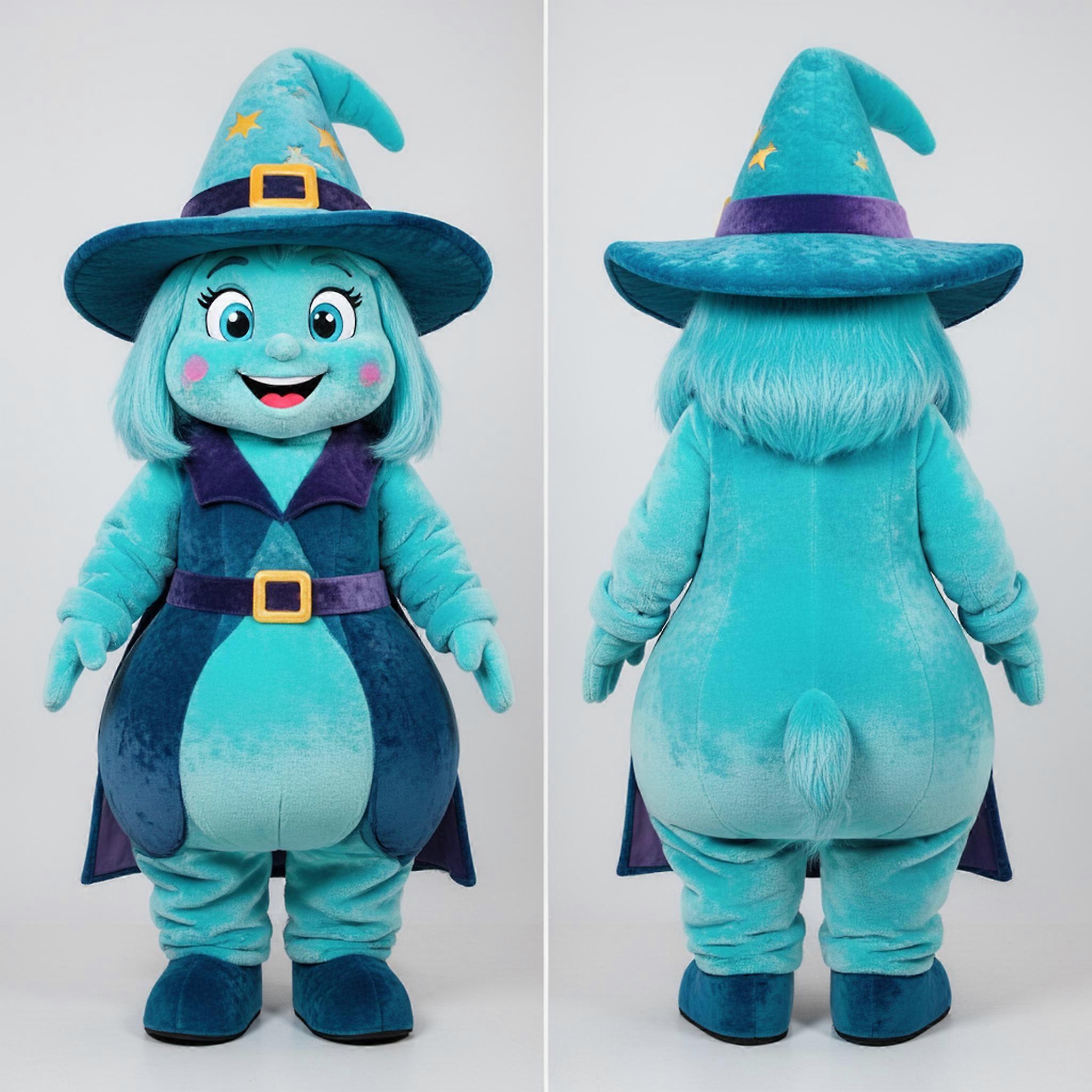 MASTICOT Cyan Velvety Witch Mascot