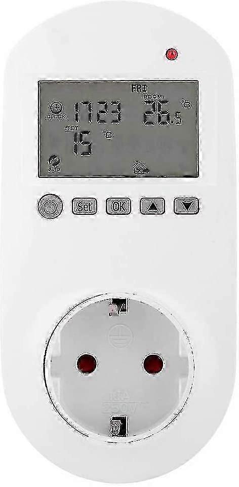 Digital Thermostat Socket, Digital Programmable Socket With Large Lcd Display, Wireless Room Temperature Controller, Built-in Heating Temperature Sens