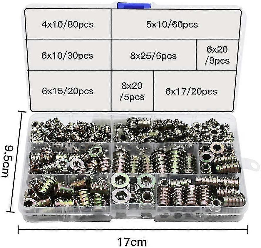 230 Pieces Zinc Alloy Hex Threaded Insert Nuts Threaded Inserts Insert Nuts External Thread M4 M5 M6 M8 For Furniture Nut Tool Kit *chyi