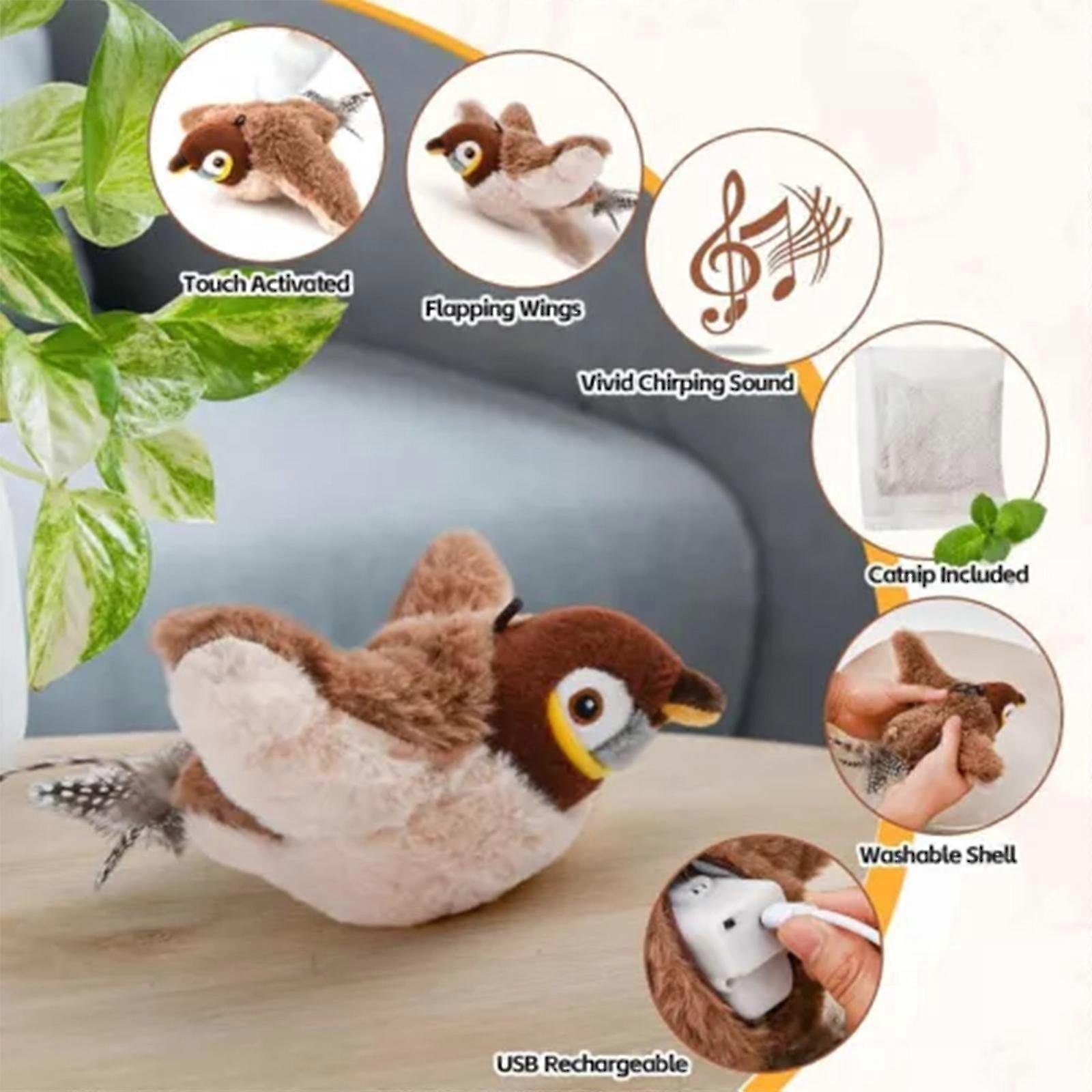 Flapping Wings Chirping Sparrow Interactive Cat Toy