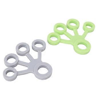2pcs Finger Stretcher Silicone Portable Soft Elastic Finger Grip Strengthener 6.6LB (Light Green Light Gray) COX