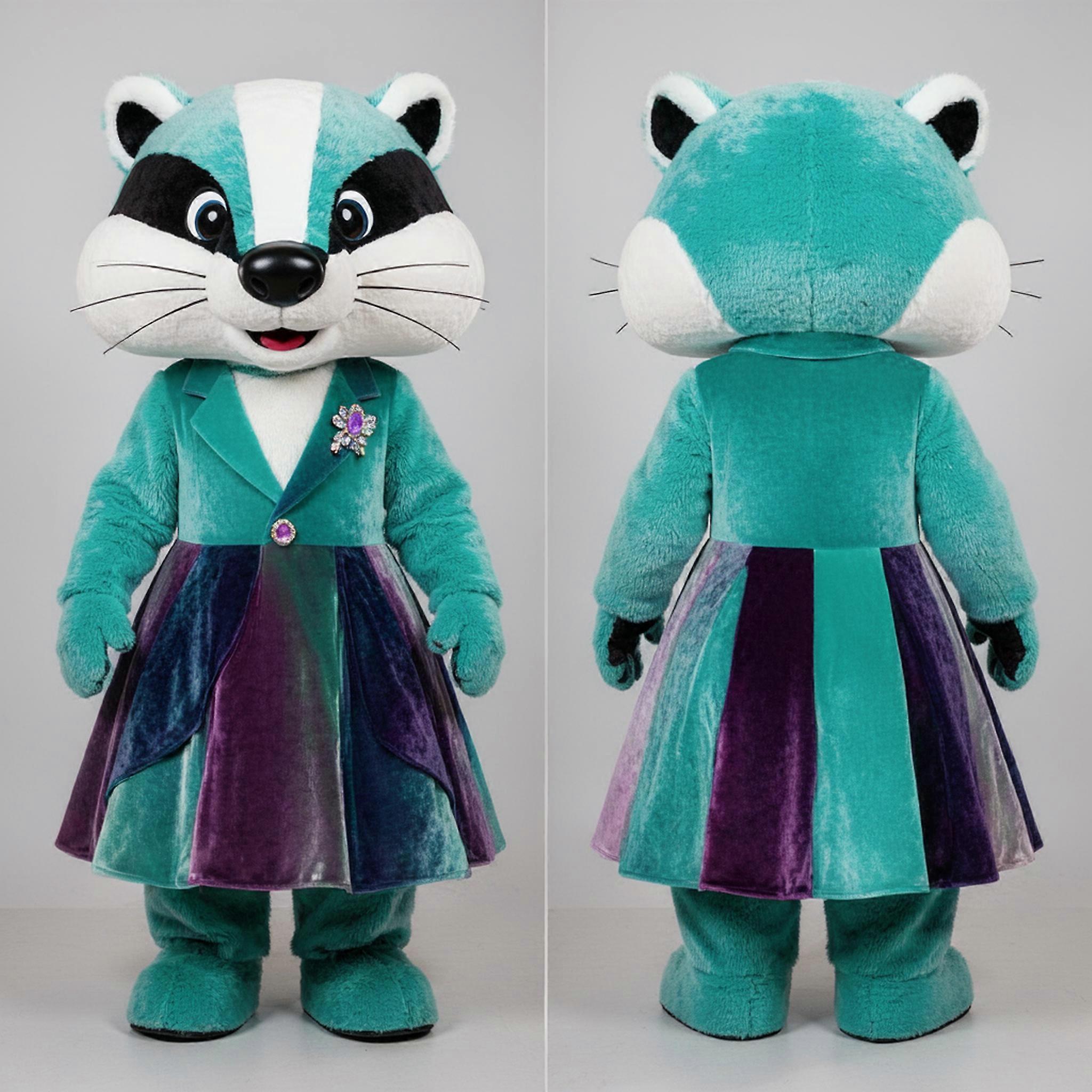 MASTICOT Turquoise Plush Badger Mascot