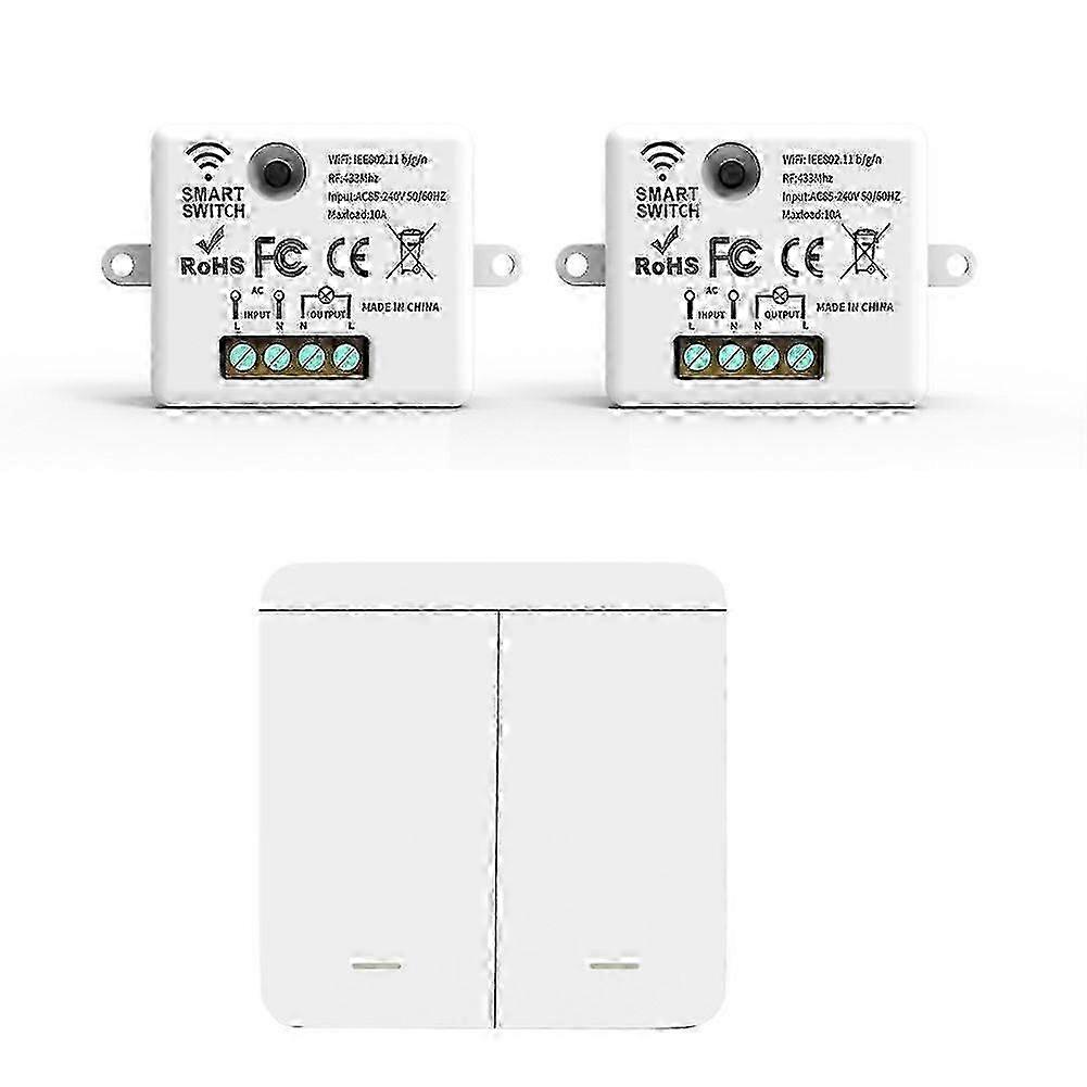 Wireless 2-Gang Light Switch RF 433MHz