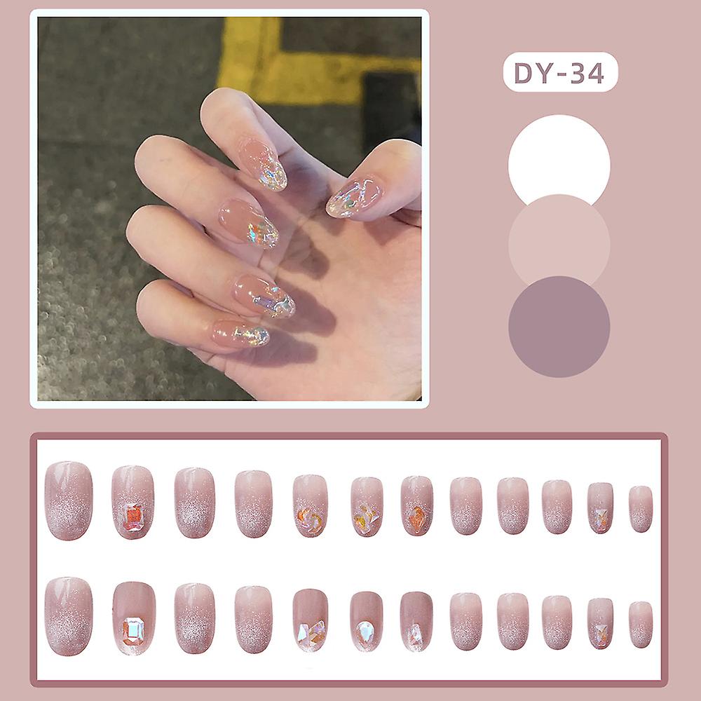 Shiny Diamond Setting False Nails Durable & Never Splitting Com