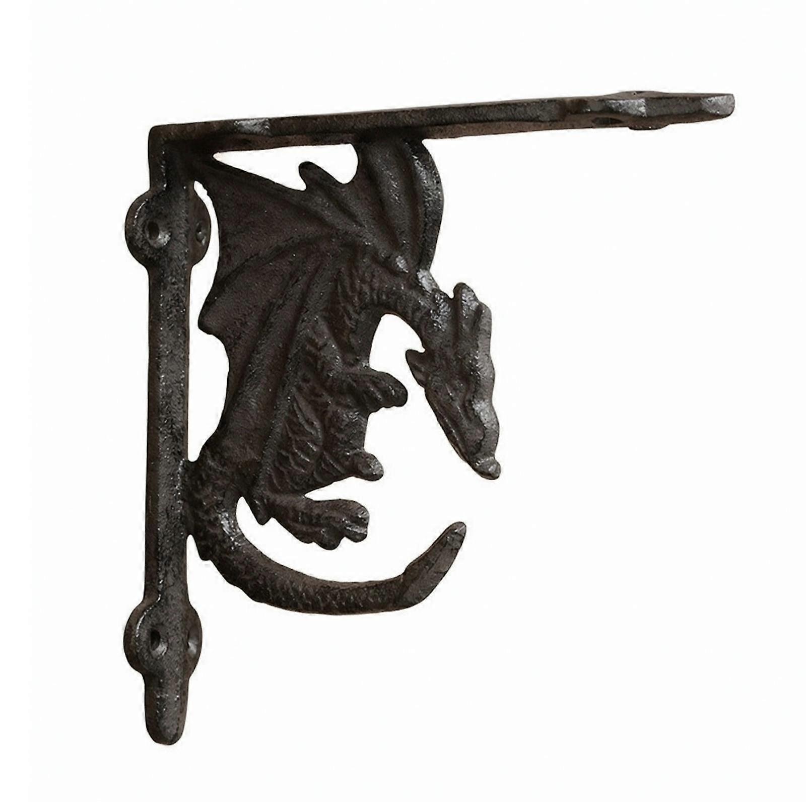 Cast Iron Bracket with Dragon Relief Decorative L-Shaped Shelf Bracket Rustic