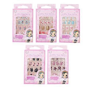 Colorful Kids Nail Stickers 15 Boxes Fake Nails for Nail Art 120Pcs Set