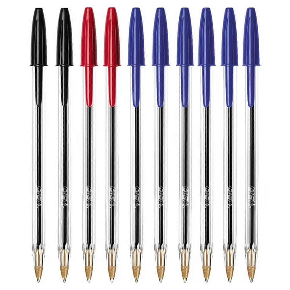 MEDIUM ASSORTED Bic Cristal Original Medium Point 1.0mm Ballpoint Pens Pack 10
