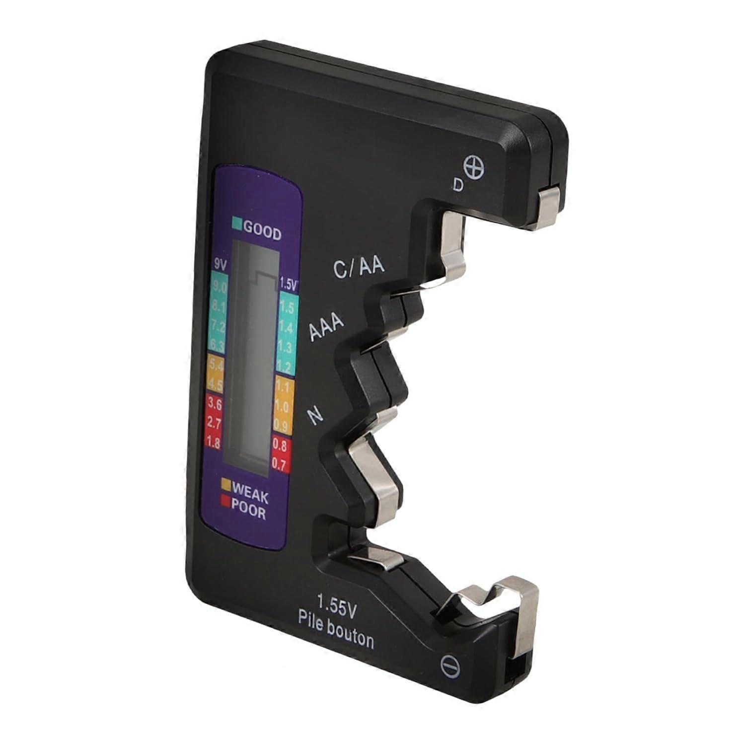 Tester Device for Aa and Button Cells, Digital Checker Tool