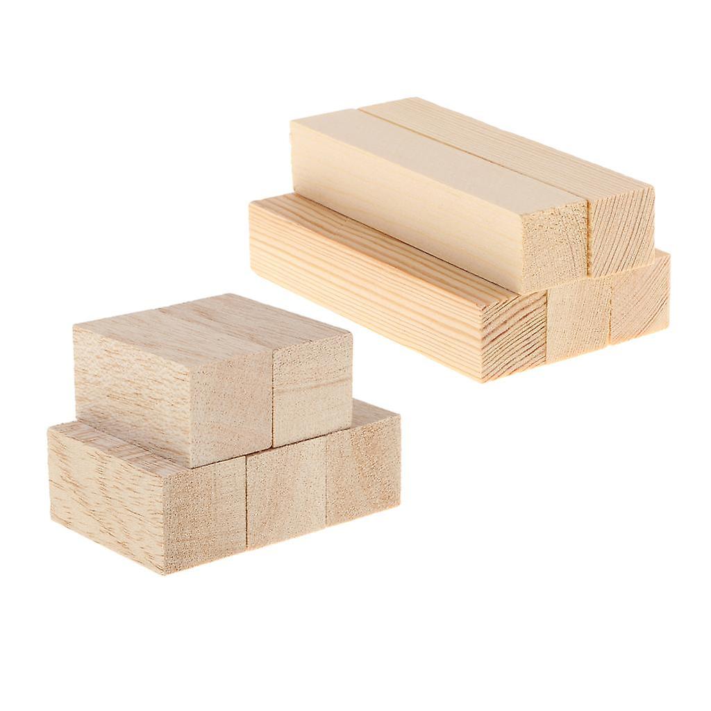 10x Natural Unfinished Wood Blocks DIY Modelling Woodworking Materials Craft